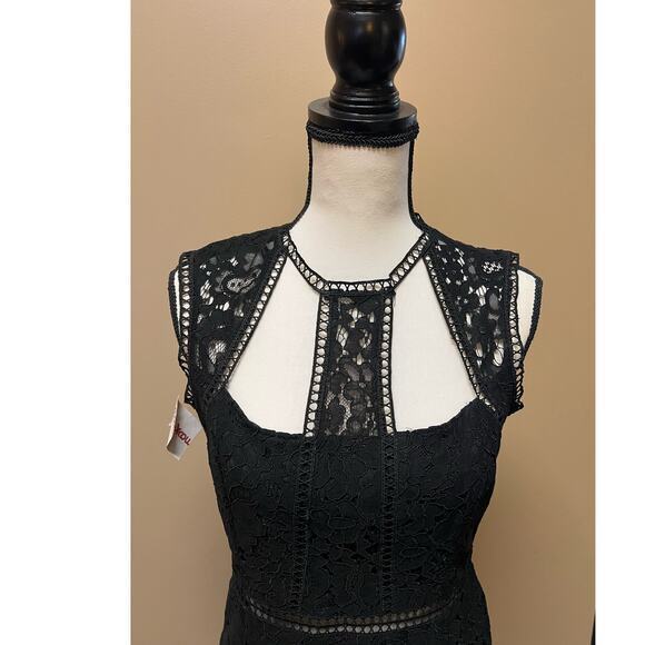 Bardot Splice Panel Lace Cutout Midi Dress in Black size 8 - Picture 6 of 6